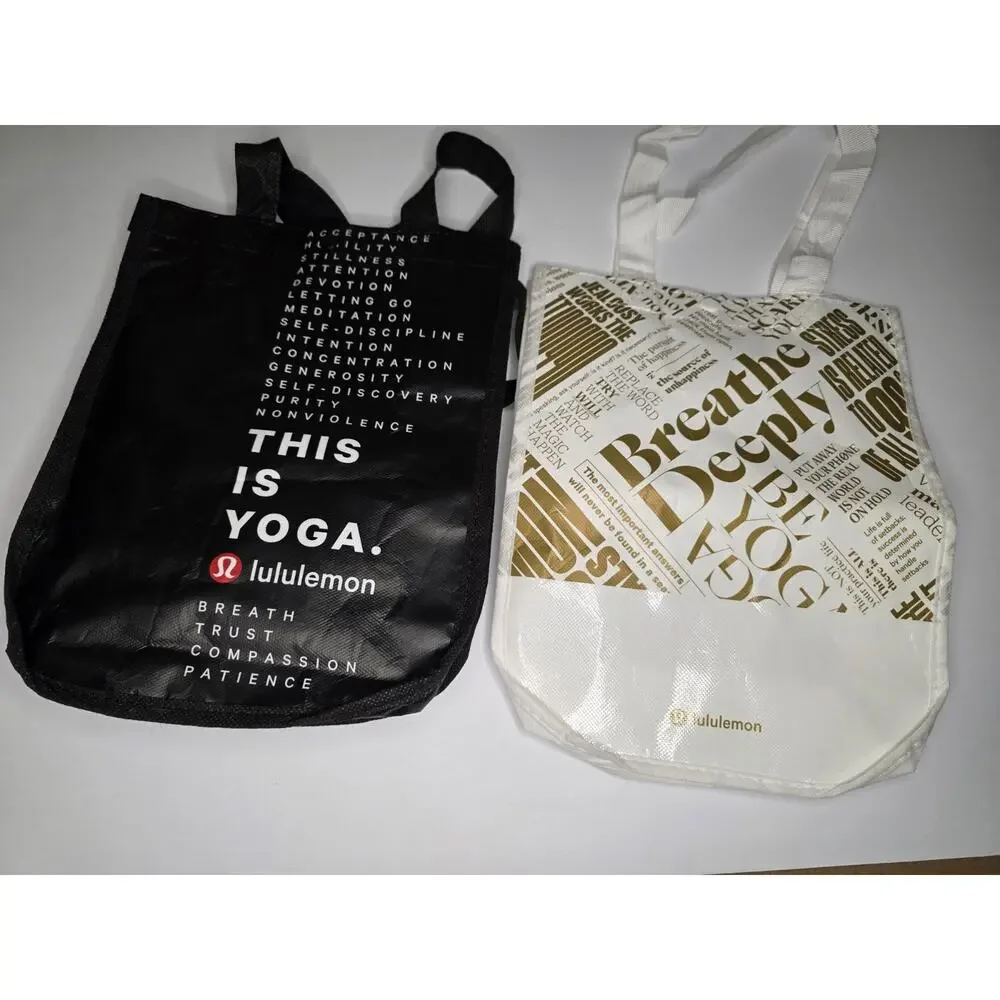 2 Lululemon Reusable Shopping Tote Lunch Bag 12
